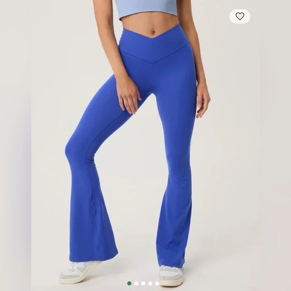 OFFLINE By Aerie Real Me High Waisted Crossover Flare Legging Blue Size Large - Picture 1 of 10